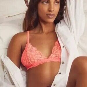 We Are HAH x Free People Women's Chi Bralette Lace Bra Fried Salmon Size S NWT